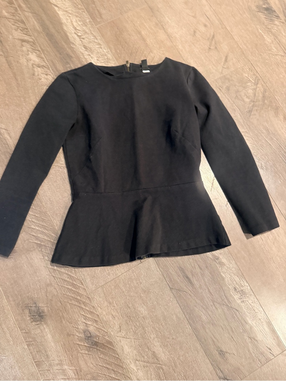 J. Crew Black Long-Sleeve Peplum Top